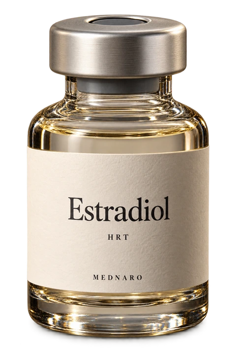Illustrative estradiol vial for HRT.
